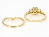 White Lab-Grown Diamond 14kt Yellow Gold Bridal Ring Set 0.75ctw