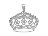 Rhodium Over 14k White Gold Diamond Crown Pendant