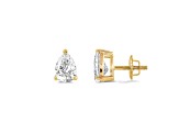 White Cubic Zirconia 14k Yellow Gold Studs With Velvet Gift Box 2.00ctw