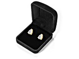 White Cubic Zirconia 14k Yellow Gold Studs With Velvet Gift Box 2.00ctw