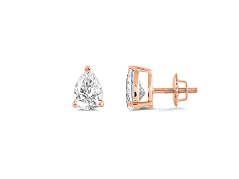 White Cubic Zirconia 14k Rose Gold Studs With Velvet Gift Box 2.00ctw