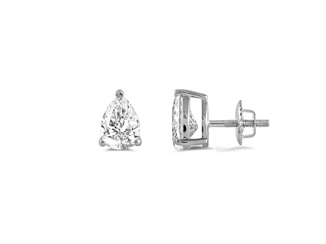 White Cubic Zirconia 14k White Gold Studs With Velvet Gift Box 2.00ctw