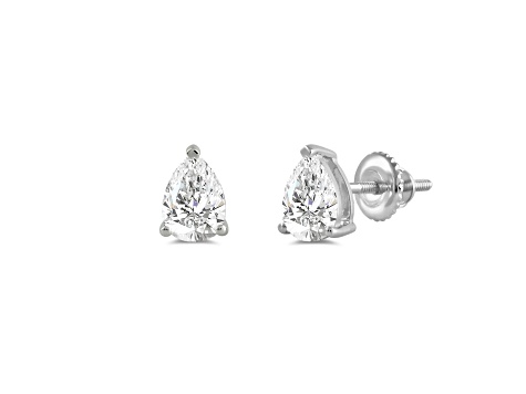 White Cubic Zirconia 14k White Gold Studs With Velvet Gift Box 2.00ctw