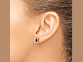 10k Yellow Gold and Rhodium Over 10k Yellow Gold 0.2ctw Diamond, 0.66ctw Sapphire Stud Earrings