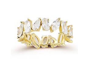 Rachel Zoe 14K Yellow Gold Over Sterling Silver Mixed Shape Cubic Zirconia Eternity Band Ring