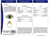 Rectangular Green Emerald and White Diamond 18K Yellow Gold Ring. 4.30 CTW