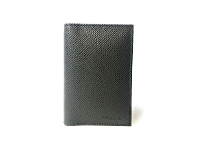 Prada Mens Saffiano Leather Vertical Card Black Holder