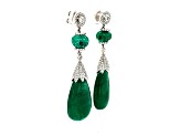 46.00 Ctw Emerald and 1.00 Ctw White Diamond Earring in 18K WG