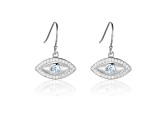 Blue Topaz Rhodium Over Sterling Silver Evil Eye Earrings