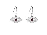 Green Lab Alexandrite Rhodium Over Sterling Silver Evil Eye Earrings