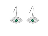 Emerald Rhodium Over Sterling Silver Evil Eye Earrings