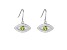 Green Peridot Rhodium Over Sterling Silver Evil Eye Earrings