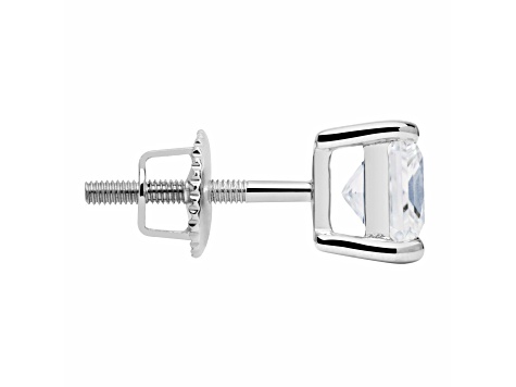 White Cubic Zirconia 14k White Gold Single Stud With Velvet Gift Box 0.50ctw