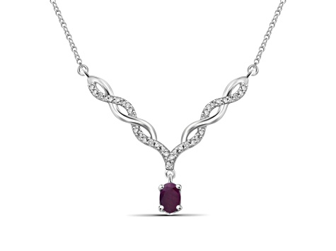 Red Ruby Rhodium Over Sterling Silver Necklace 0.60ctw