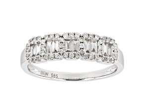 5 Cluster Baguette Halo Ring 14K White Gold Ring 0.40 ctw