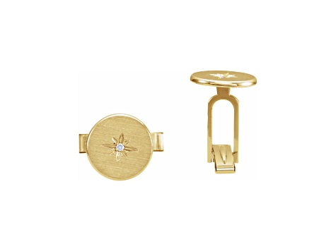 14K Yellow Gold Diamond Accent Starburst Men's Cuff Links, 0.03ctw