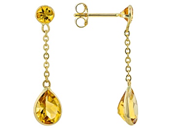 Picture of Yellow Citrine 14k Yellow Gold Dangle Earrings 2.14ctw
