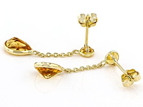 Yellow Citrine 14k Yellow Gold Dangle Earrings 2.14ctw