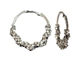 Silver Tone with Clear Crystal Sequence Hoop Earring