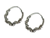 Silver Tone with Clear Crystal Sequence Hoop Earring