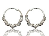 Silver Tone with Clear Crystal Sequence Hoop Earring