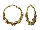 Gold Tone with Crystal Sequence Hoop Earring
