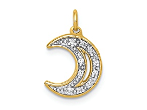 14K Two-tone Gold Diamond Moon Charm