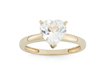 Picture of Lab Created White Sapphire 10K Yellow Gold Heart Ring 2.15ctw