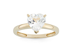 Lab Created White Sapphire 10K Yellow Gold Heart Ring 2.15ctw