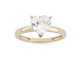 Lab Created White Sapphire 10K Yellow Gold Heart Ring 2.15ctw