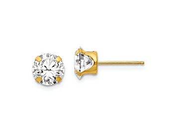 Picture of 14K Yellow Gold 6.5mm Cubic Zirconia Post Earrings