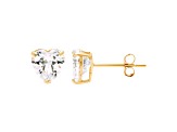 14k Gold Cubic Zirconia Heart Stud Earrings