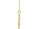 14K Yellow Gold Round White Opal Crescent Moon Pendant with Chain.