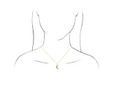 14K Yellow Gold Round White Opal Crescent Moon Pendant with Chain.