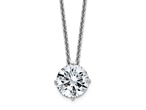 Rhodium Over 14K Gold 2 ct. 8.0mm Round D E F Pure Light Moissanite Pendant with Chain