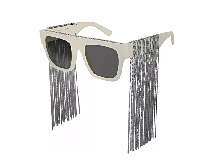 Stella McCartney White with Silver Tone Fringe Frames / Gray Lenses Sunglasses
