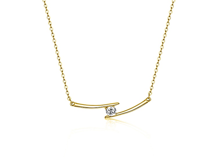 Lab-Created Moissanite, 14k Yellow Gold Plated over Sterling Silver Bar Necklace, 0.30ctw