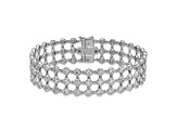 18K White Gold Diamond 3 Row 7.25-inch Bracelet 6.23ctw