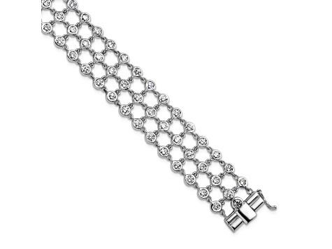18K White Gold Diamond 3 Row 7.25-inch Bracelet 6.23ctw