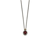 Sterling Silver with 14K Accent Antiqued Garnet Necklace