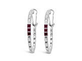 Judith Ripka 0.86ctw Square Ruby And Bella Luce Rhodium Over Sterling Silver Earrings