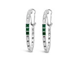 Judith Ripka 0.59ctw Square Emarald And Bella Luce Rhodium Over Sterling Silver Earrings