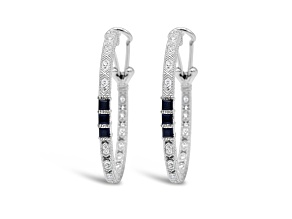 Judith Ripka 0.83ctw Square Blue Sapphire And Bella Luce Rhodium Over Sterling Silver Earrings