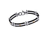 Stainless Steel and 18K Yellow Gold Bangle Bracelet