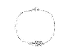 Judith Ripka White Topaz Accented Rhodium Over Sterling Silver Station Bracelet