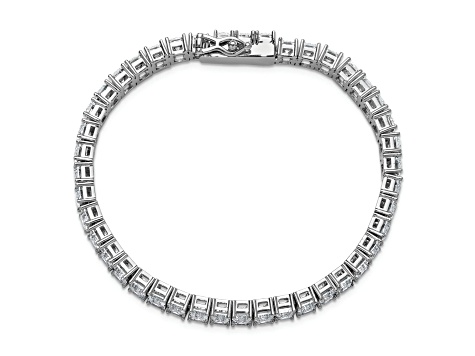 Silver 925 Rhodium Plated Clear CZ Bangle Bracelet