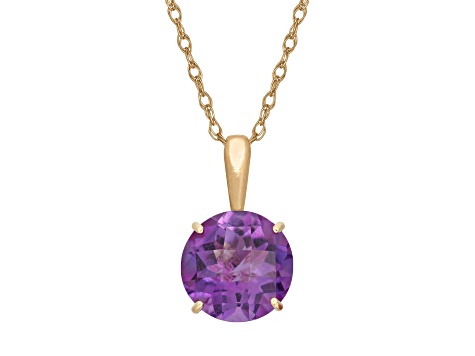 Round Amethyst 10K Yellow Gold Pendant 0.85ctw