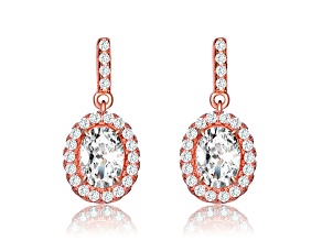 18k Rose Gold Plated over Brass with Clear Cubic Zirconia Dangle Earrings