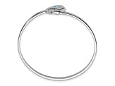Rhodium Over Sterling Silver Crystal Wave Closed Latch Bangle