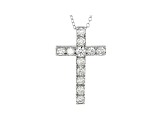 White Lab-Grown Diamond 14kt White Gold Cross Pendant 1.00ctw